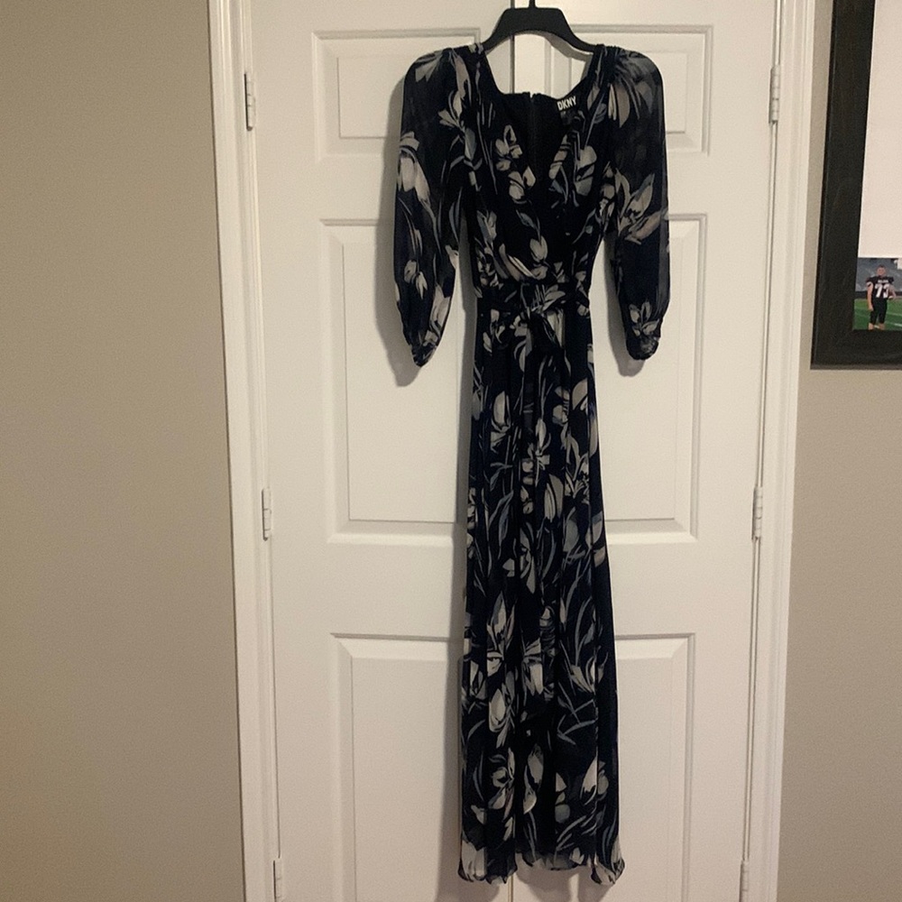 Navy floral print dress